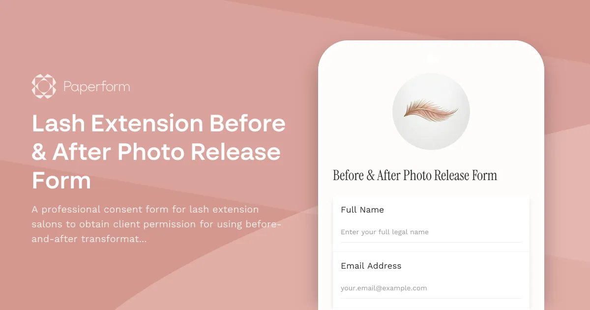Lash Extension Before & After Photo Release Form