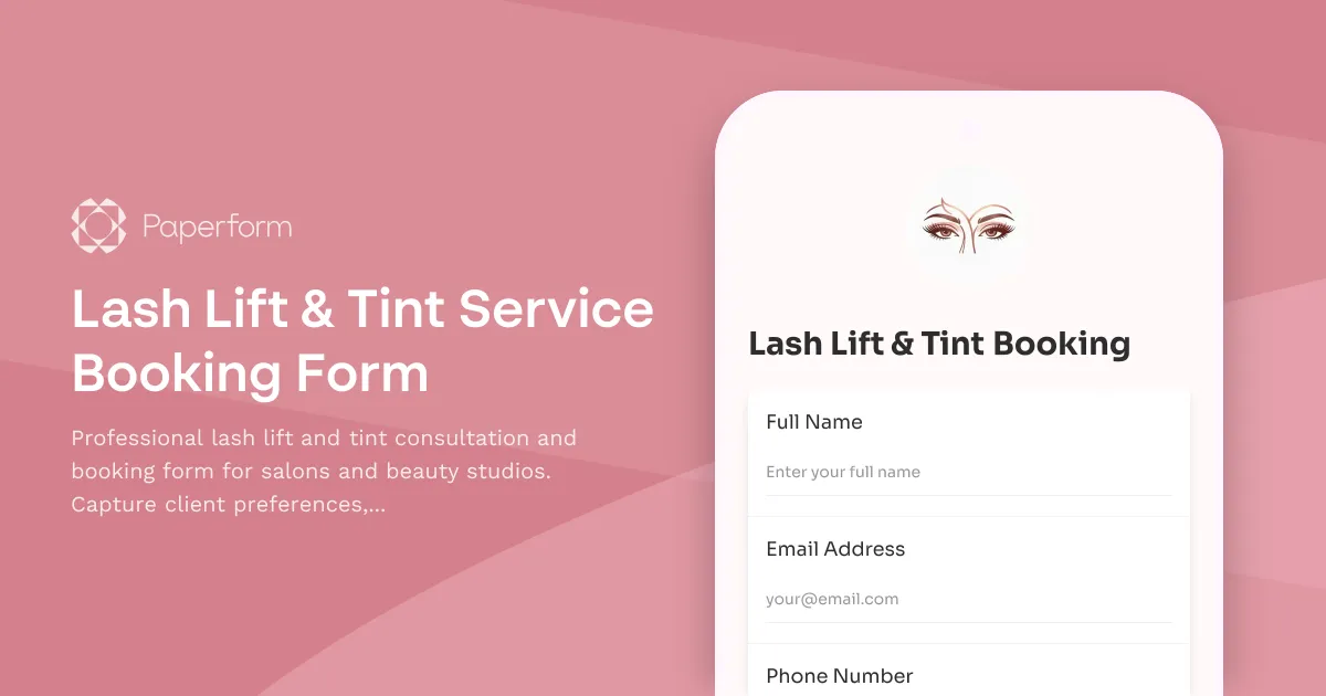 Lash Lift & Tint Service Booking Form