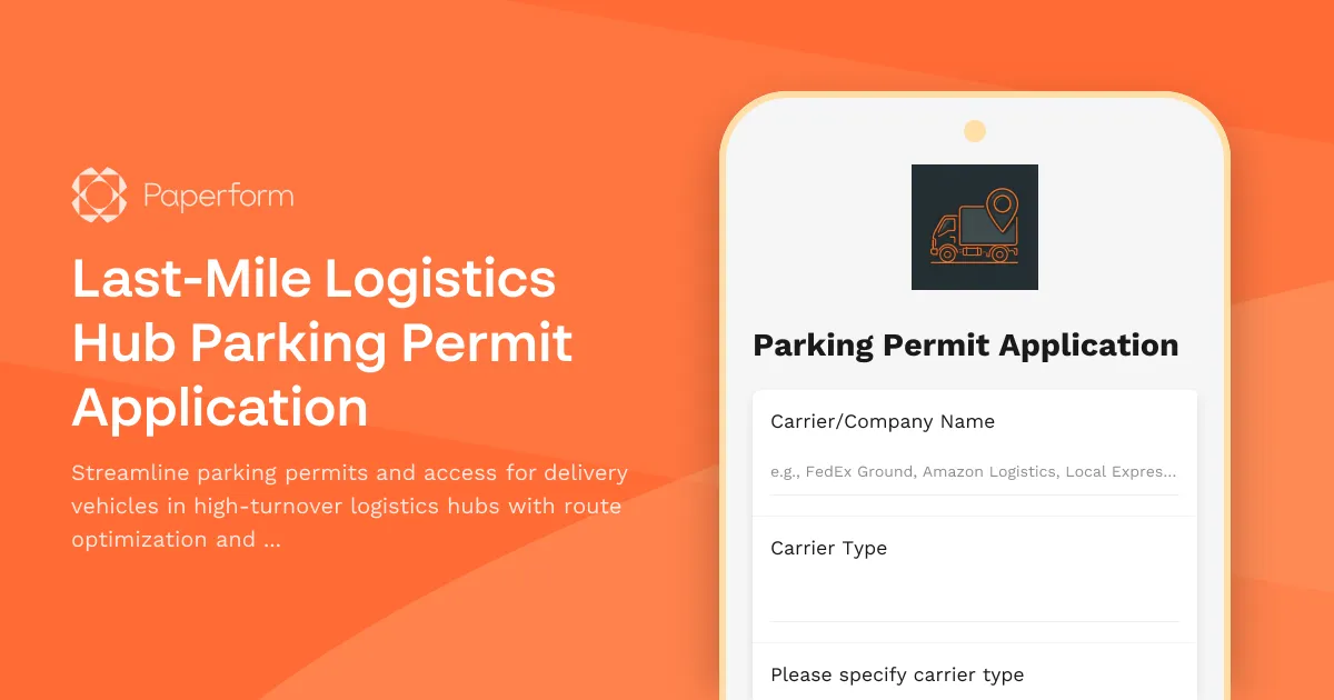 Last-Mile Logistics Hub Parking Permit Application