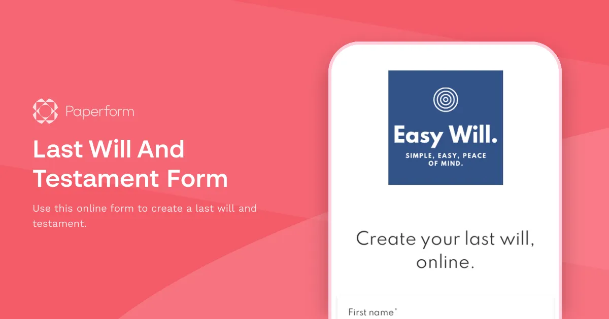 Last Will And Testament Form