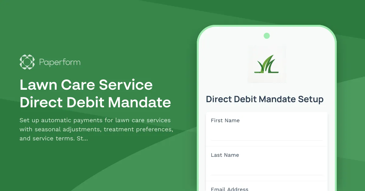 Lawn Care Service Direct Debit Mandate