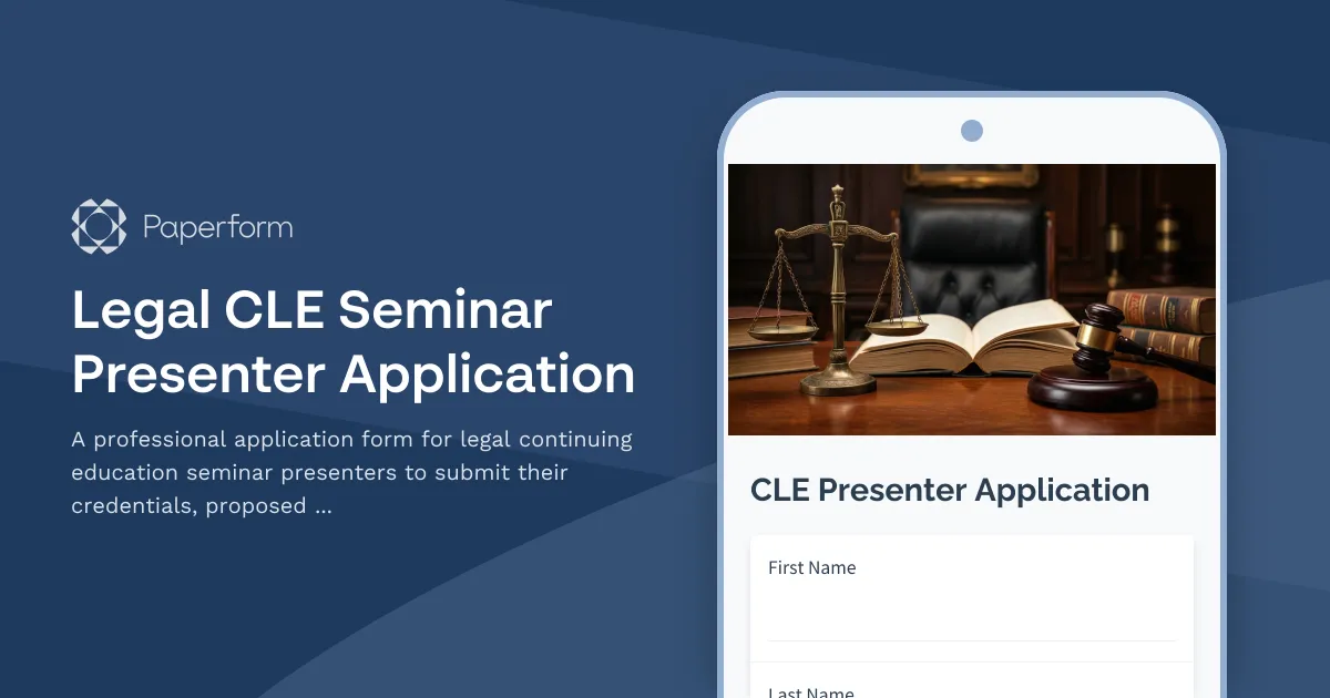 Legal CLE Seminar Presenter Application