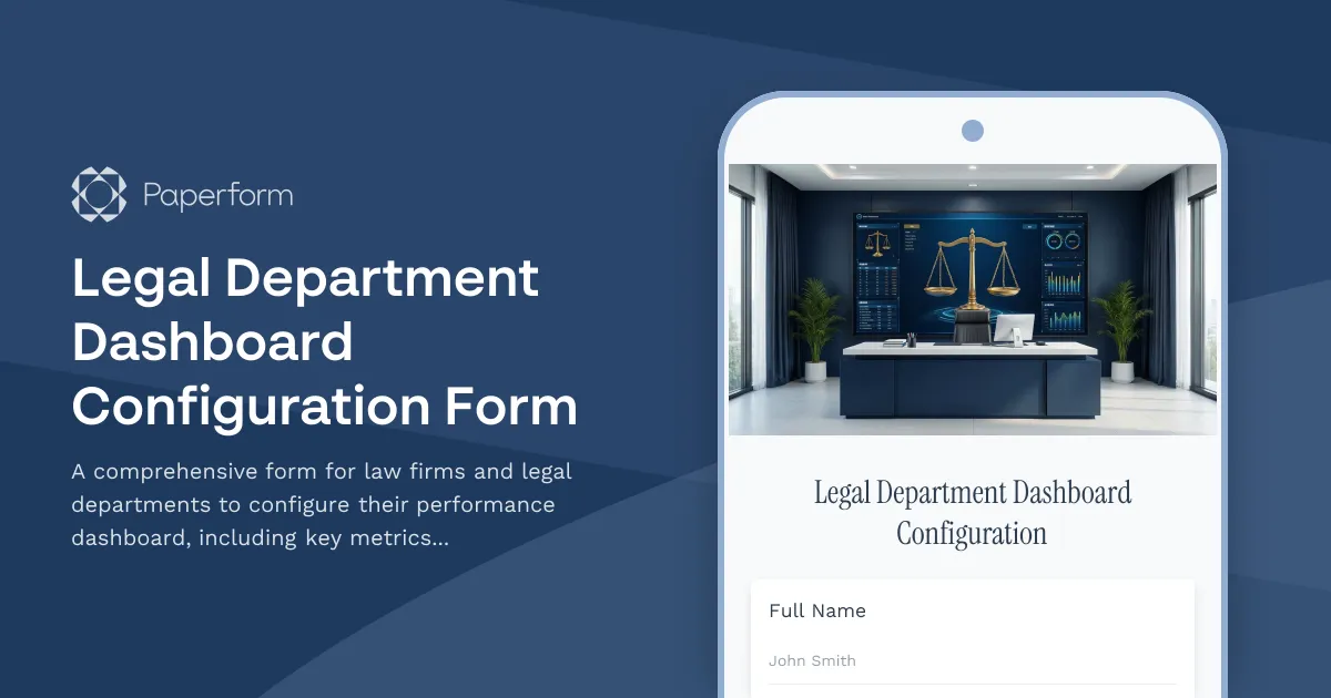 Legal Department Dashboard Configuration Form