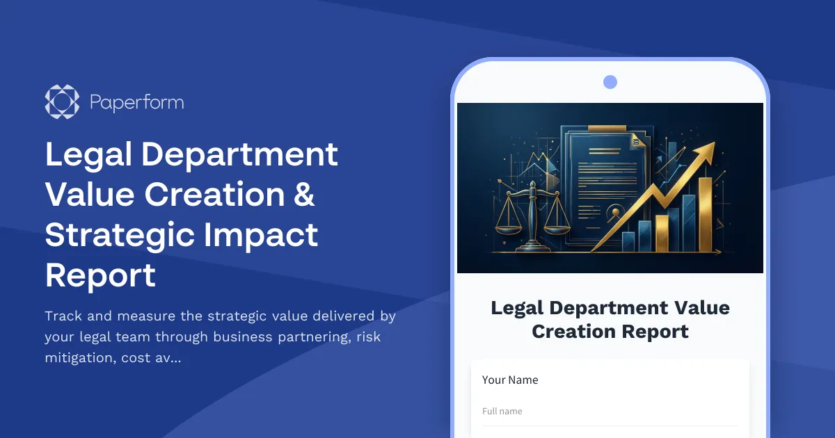 Legal Department Value Creation & Strategic Impact Report