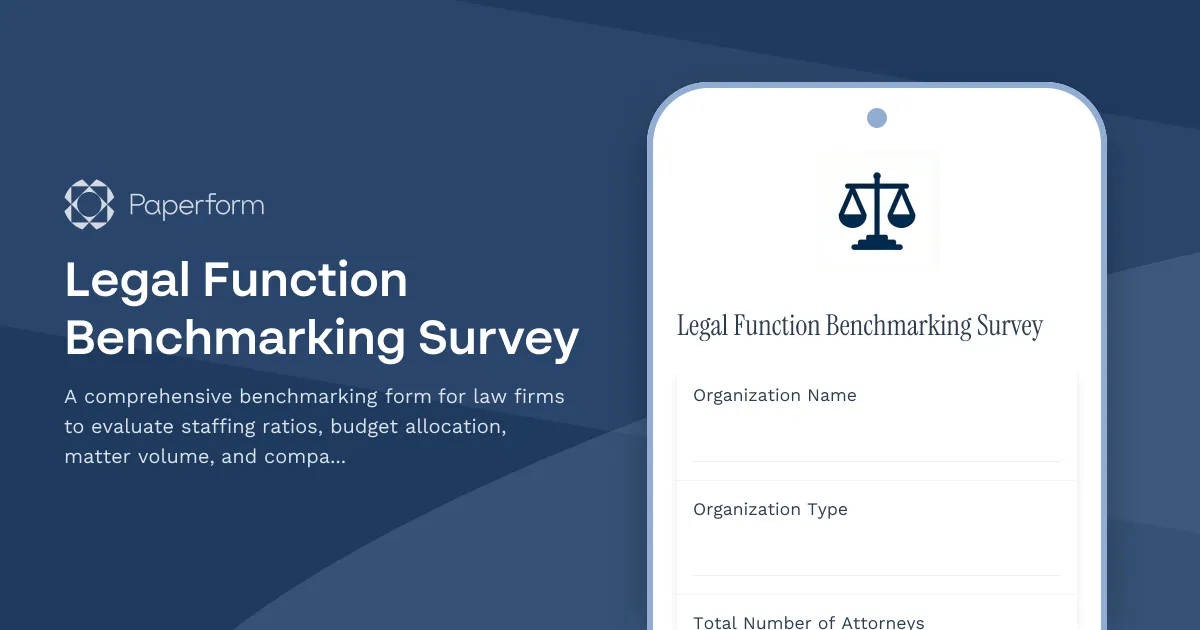 Legal Function Benchmarking Survey