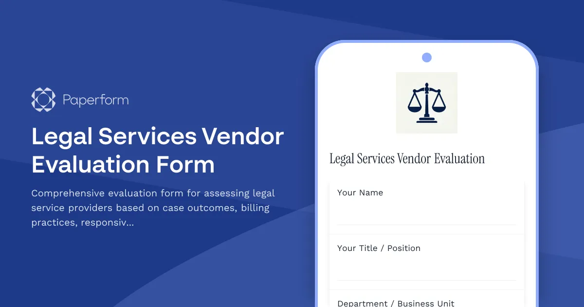 Legal Services Vendor Evaluation Form