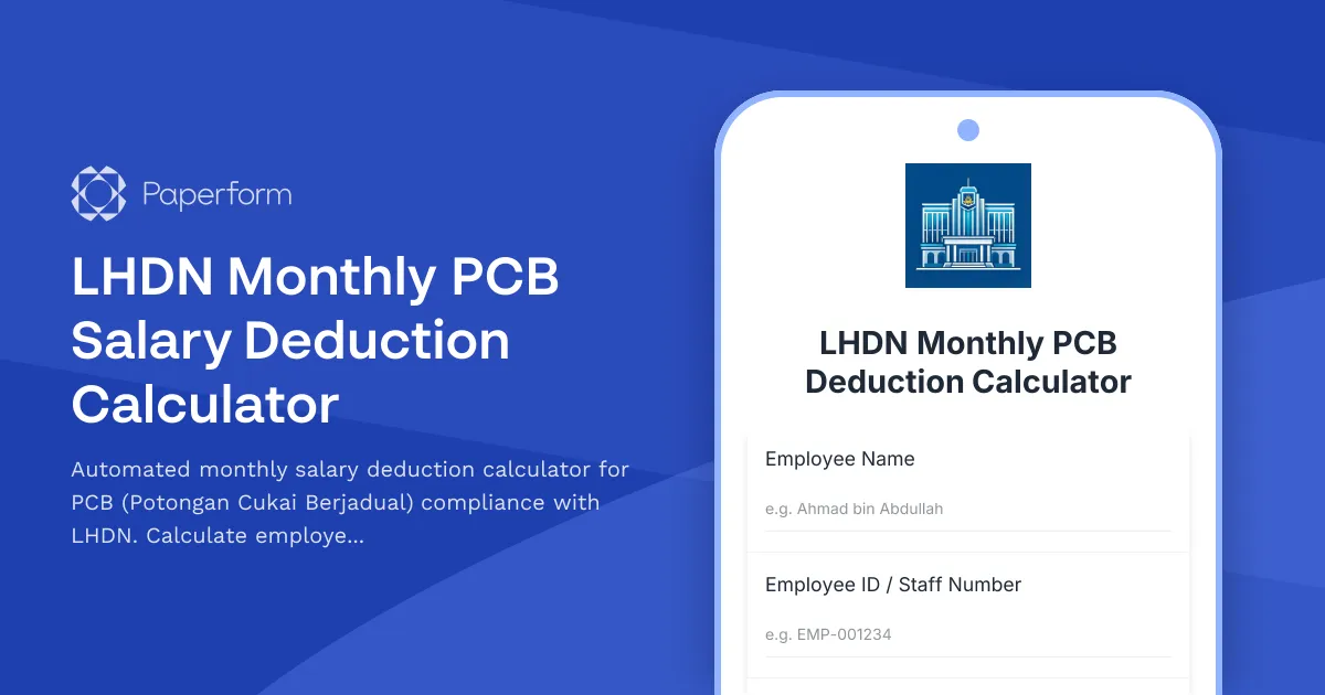 LHDN Monthly PCB Salary Deduction Calculator
