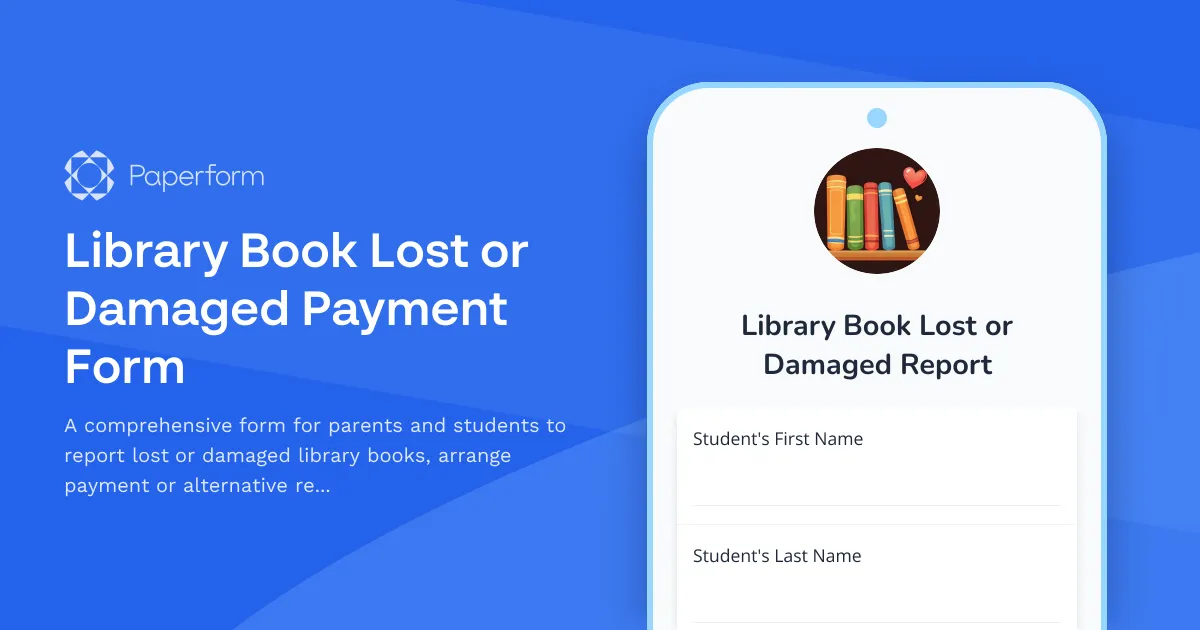 Library Book Lost or Damaged Payment Form