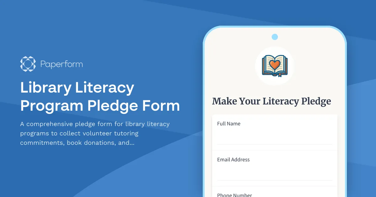 Library Literacy Program Pledge Form