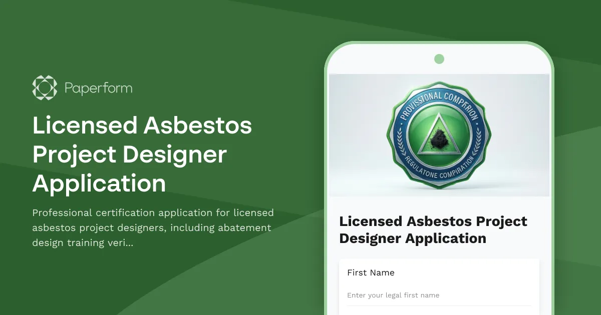 Licensed Asbestos Project Designer Application