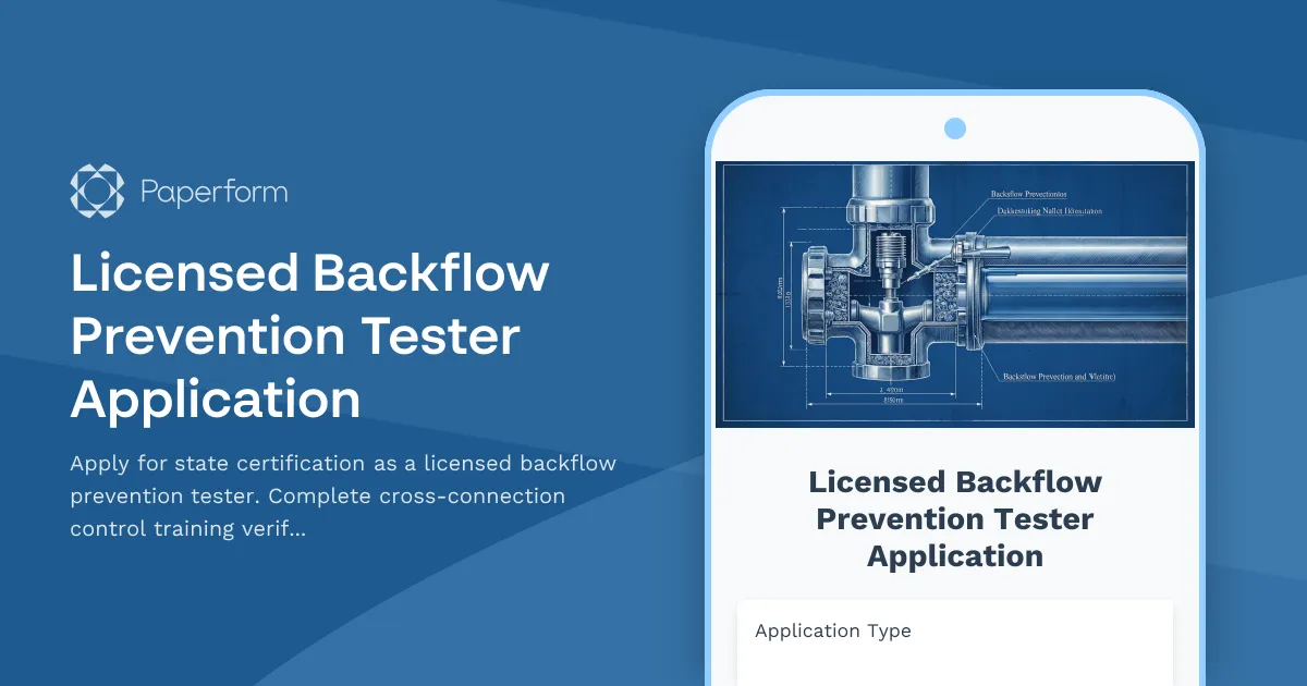 Licensed Backflow Prevention Tester Application