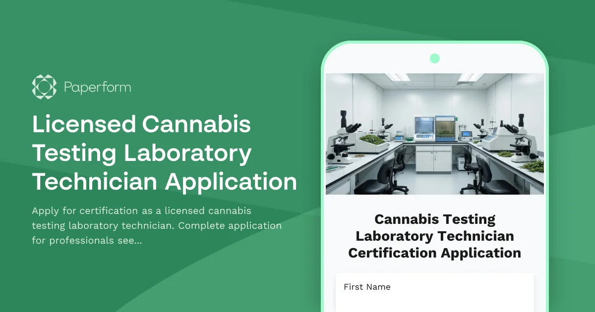 Licensed Cannabis Testing Laboratory Technician Application