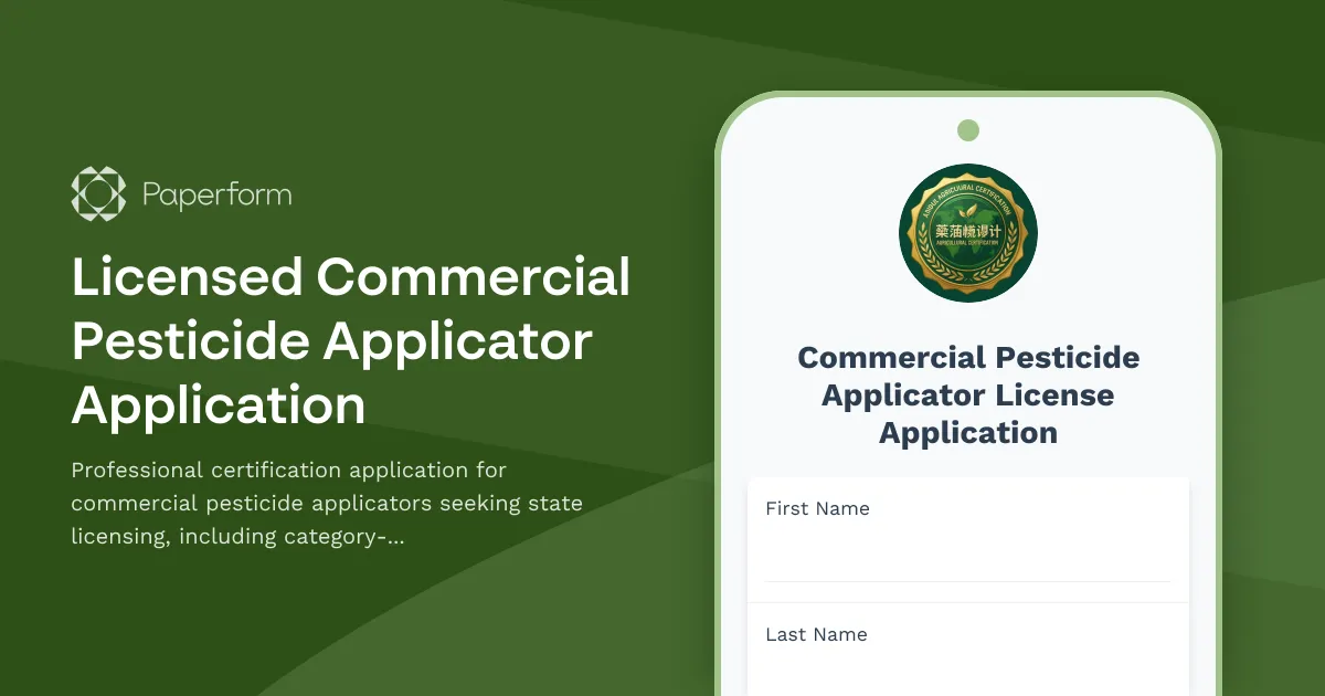 Licensed Commercial Pesticide Applicator Application