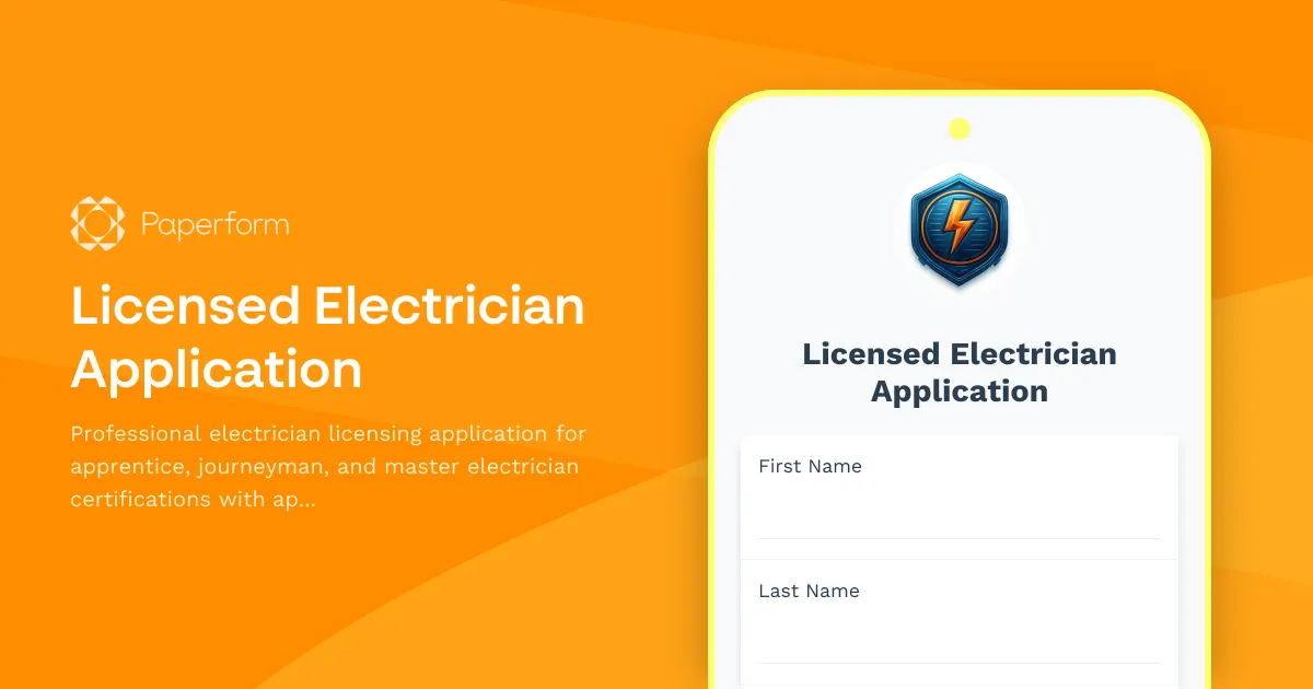 Licensed Electrician Application