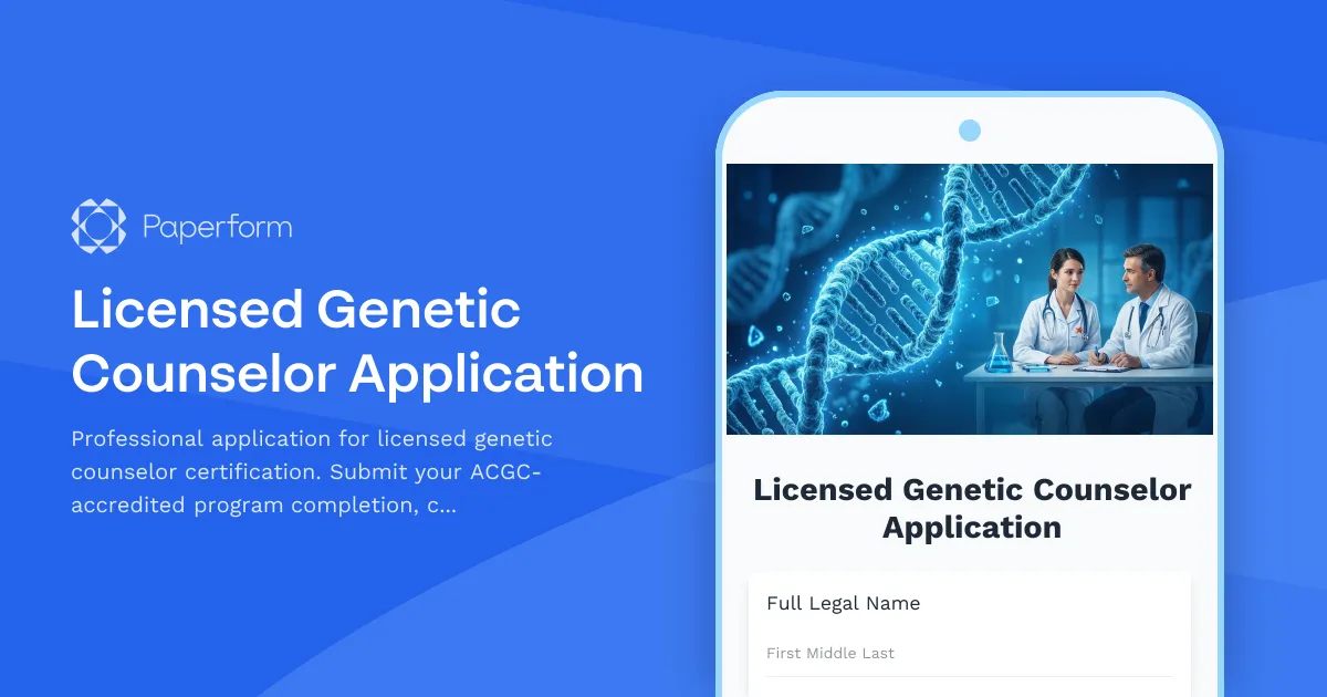 Licensed Genetic Counselor Application