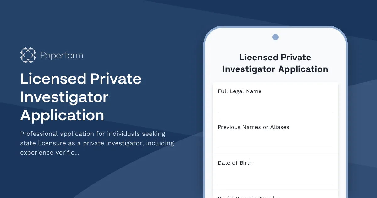 Licensed Private Investigator Application