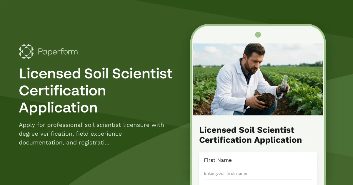 Licensed Soil Scientist Certification Application