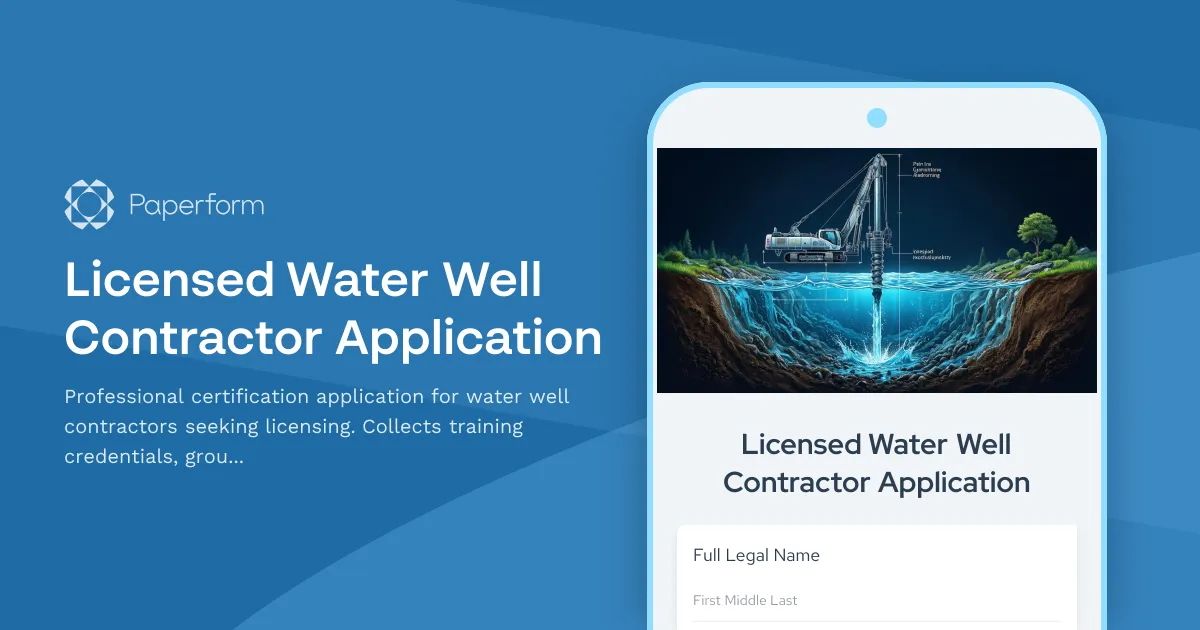 Licensed Water Well Contractor Application