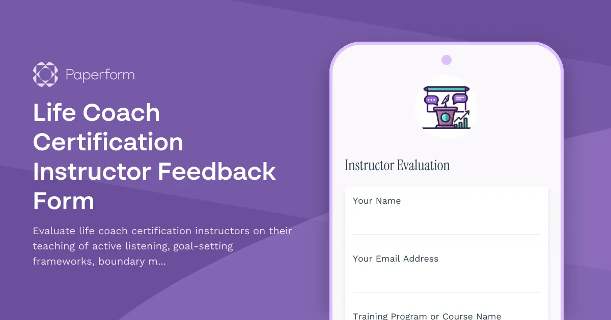 Life Coach Certification Instructor Feedback Form