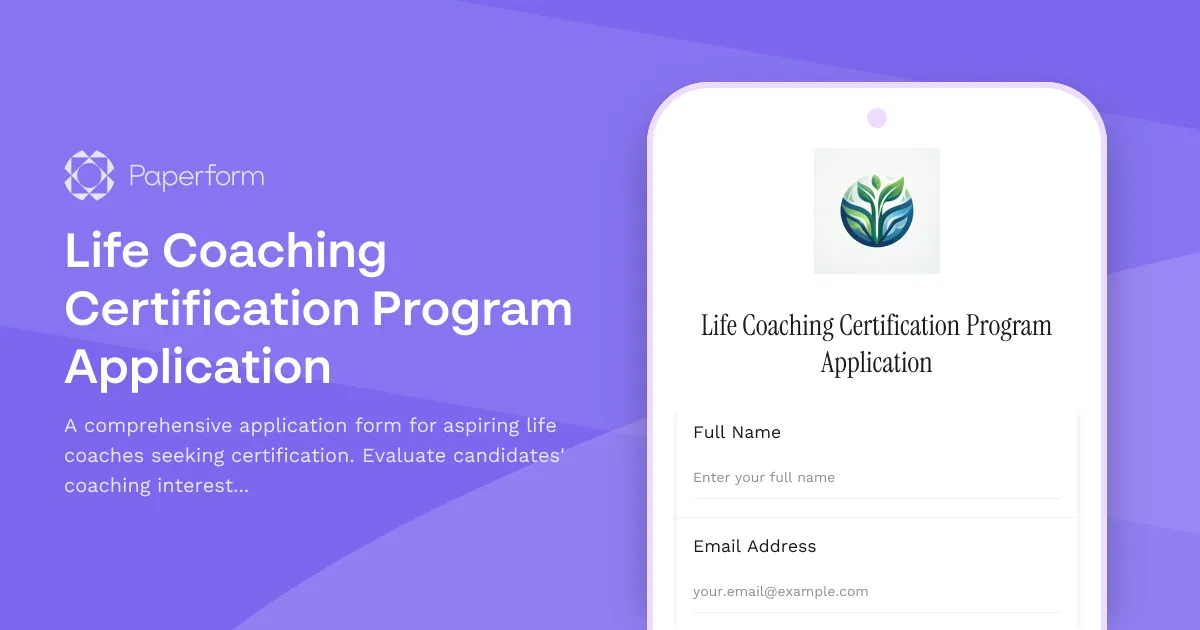 Life Coaching Certification Program Application