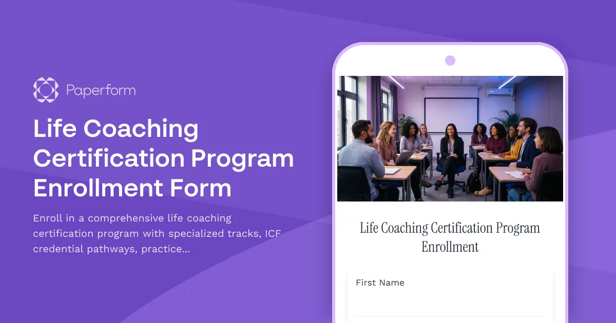Life Coaching Certification Program Enrollment Form
