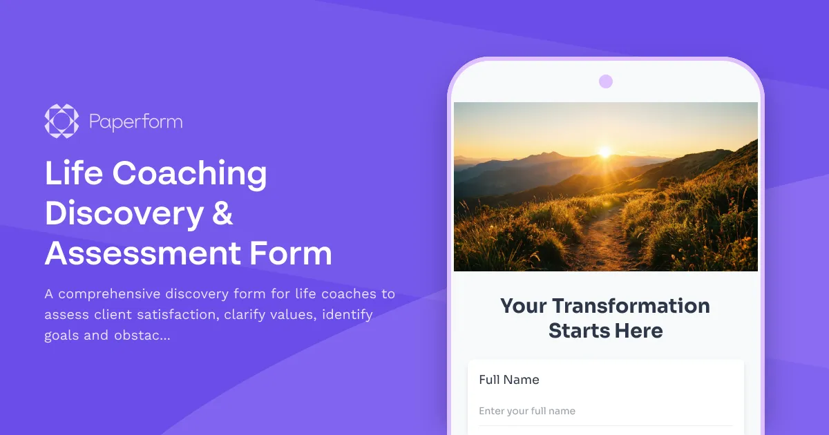Life Coaching Discovery & Assessment Form