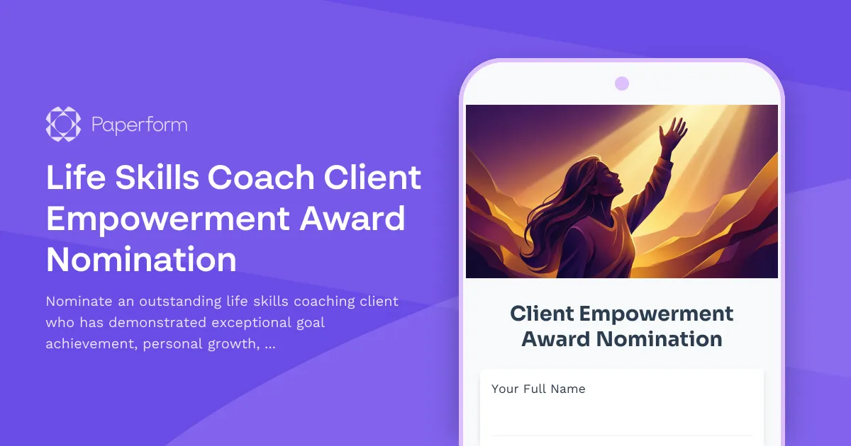 Life Skills Coach Client Empowerment Award Nomination