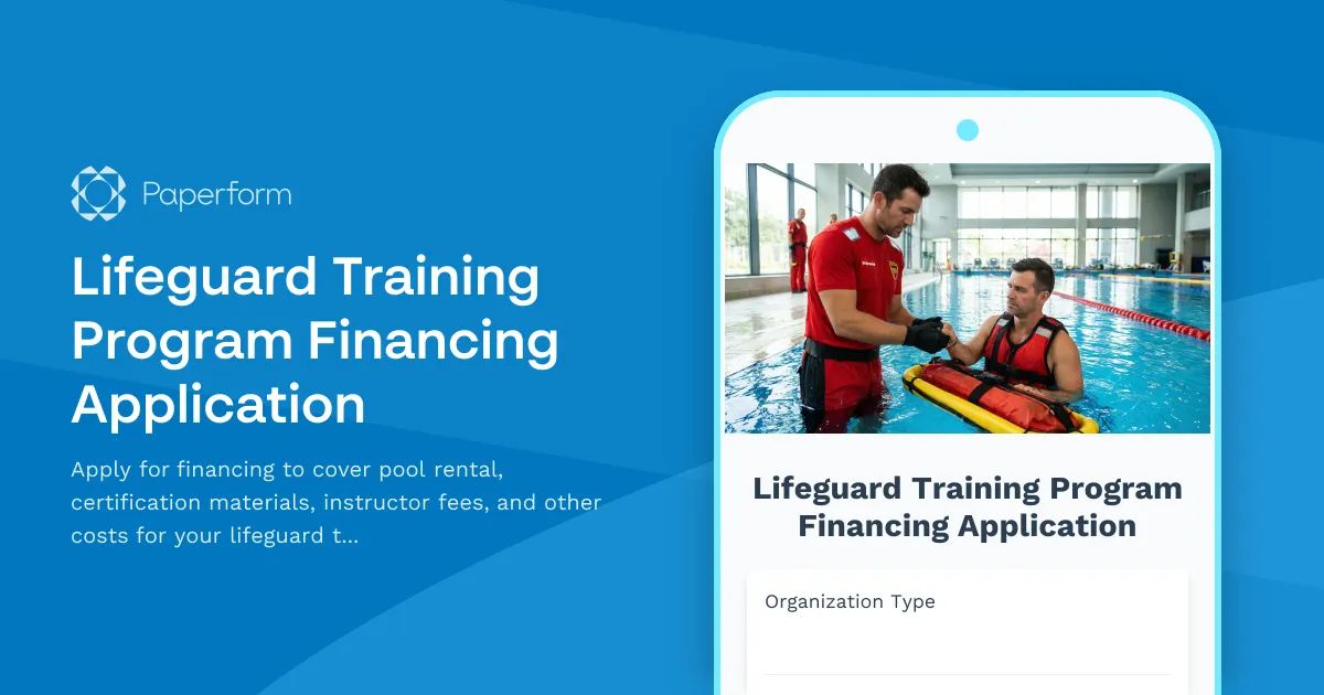 Lifeguard Training Program Financing Application