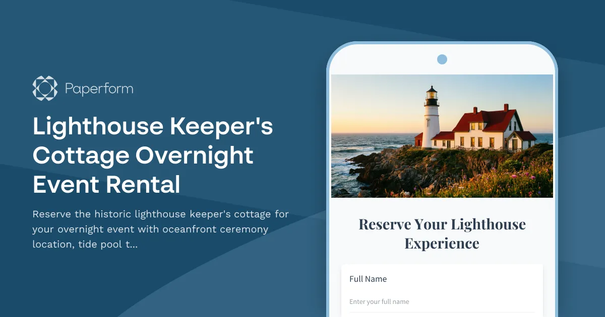 Lighthouse Keeper's Cottage Overnight Event Rental