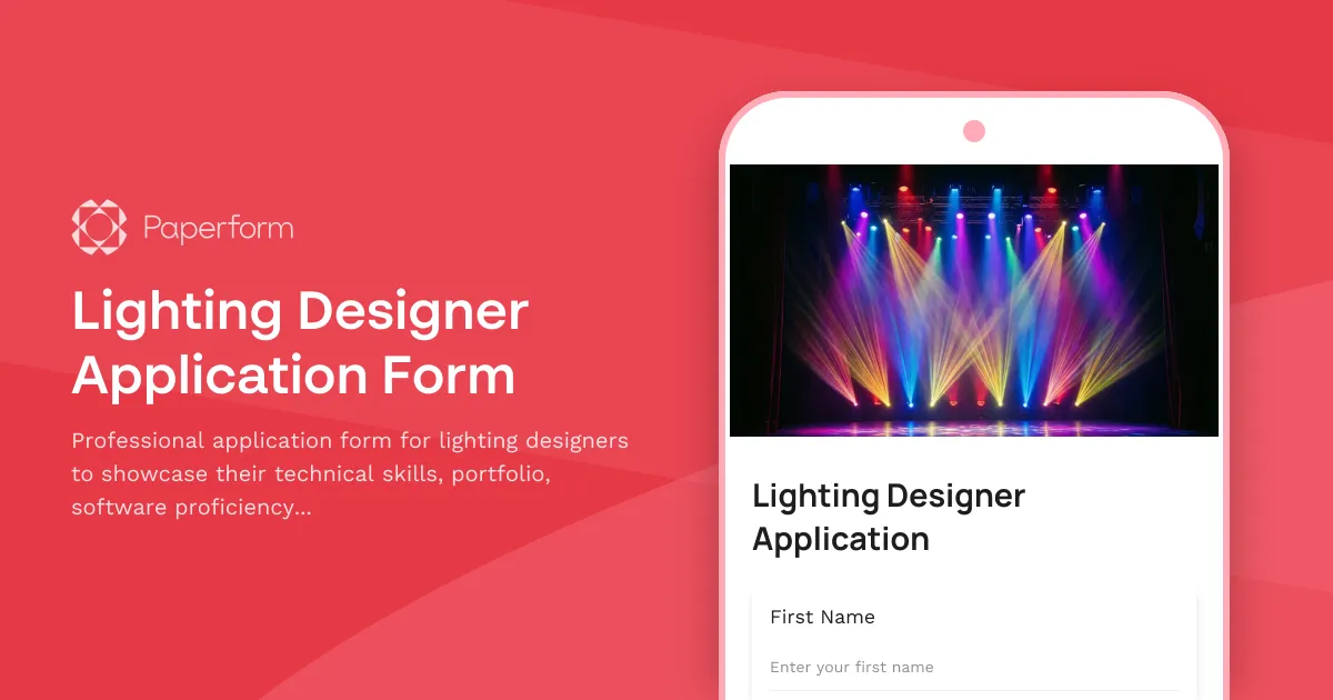 Lighting Designer Application Form
