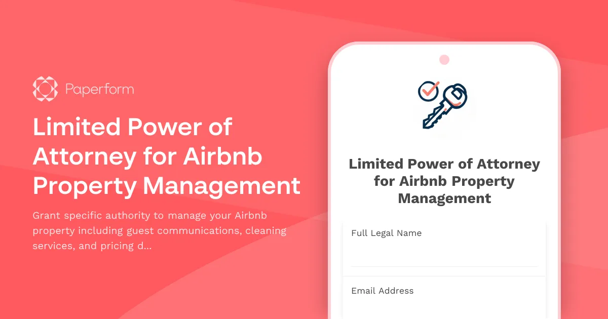 Limited Power of Attorney for Airbnb Property Management
