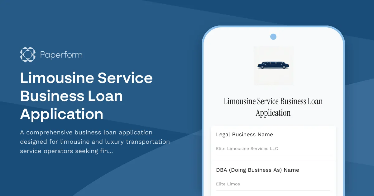 Limousine Service Business Loan Application