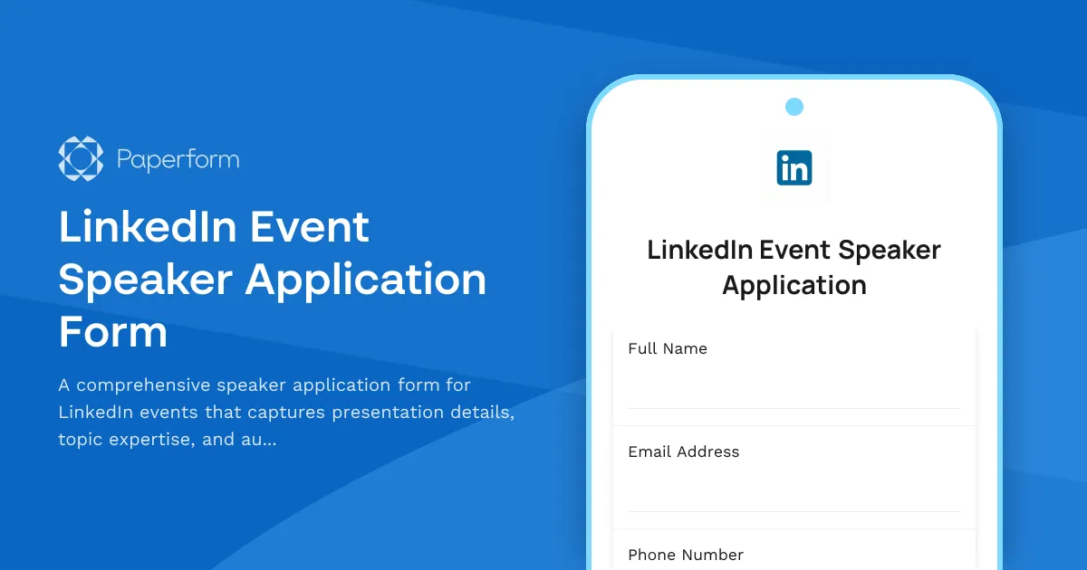 LinkedIn Event Speaker Application Form