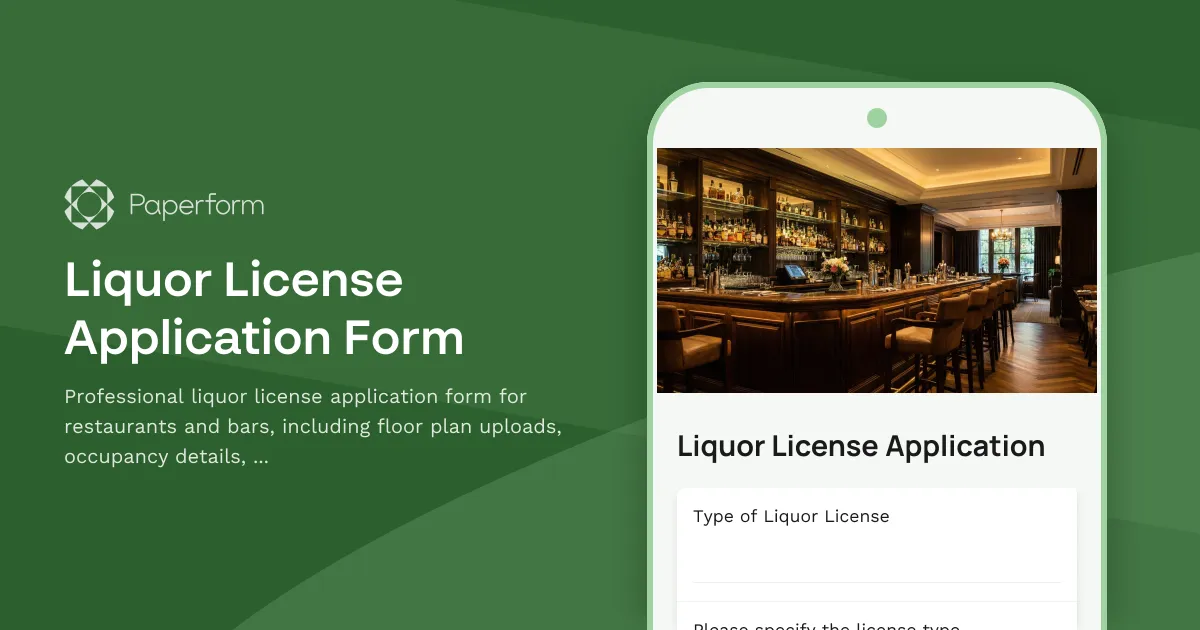 Liquor License Application Form