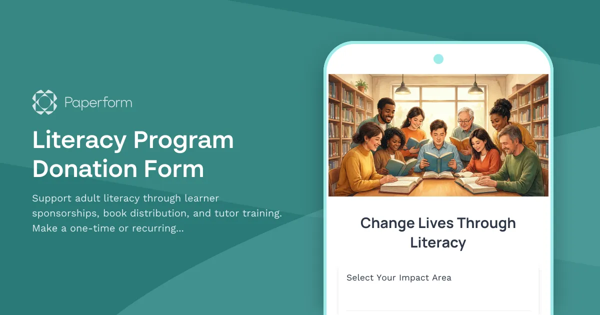 Literacy Program Donation Form