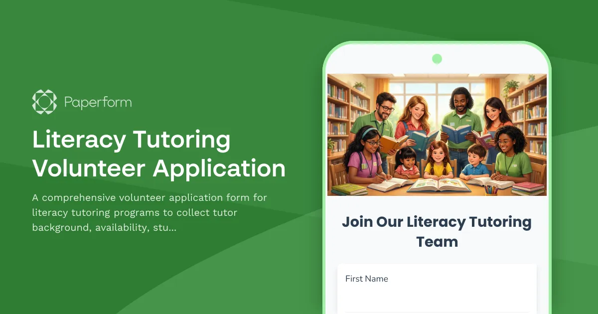 Literacy Tutoring Volunteer Application