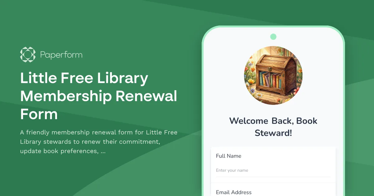 Little Free Library Membership Renewal Form