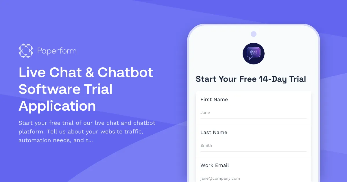 Live Chat & Chatbot Software Trial Application