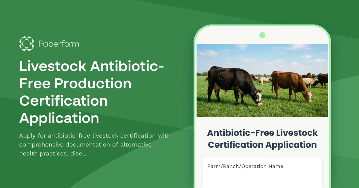 Livestock Antibiotic-Free Production Certification Application