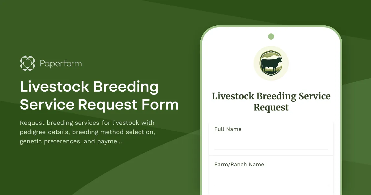 Livestock Breeding Service Request Form
