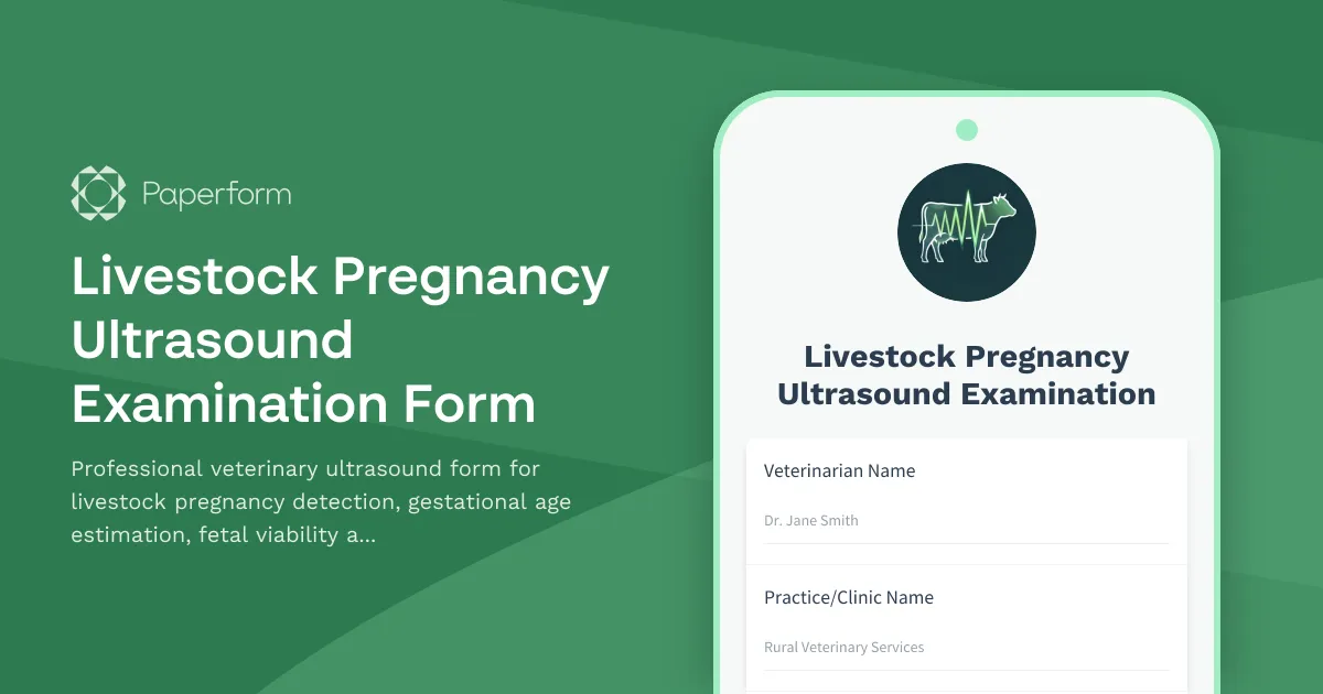 Livestock Pregnancy Ultrasound Examination Form