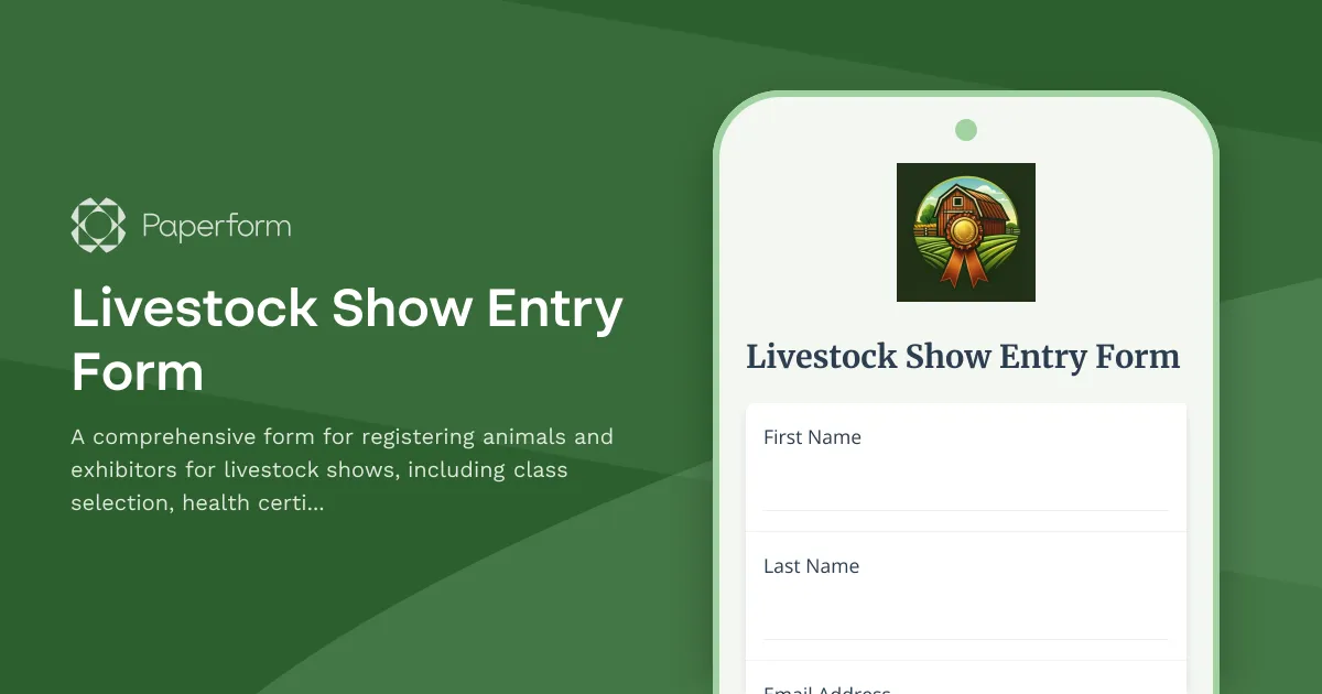 Livestock Show Entry Form