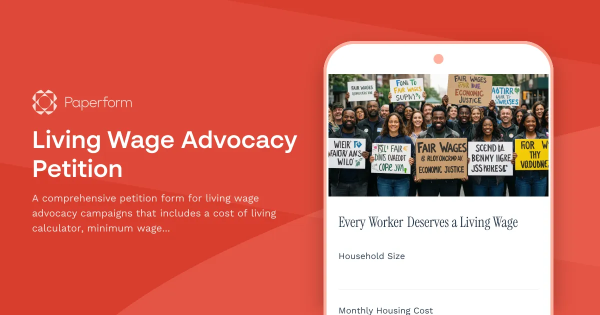 Living Wage Advocacy Petition