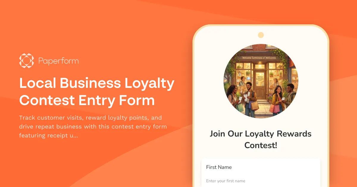 Local Business Loyalty Contest Entry Form