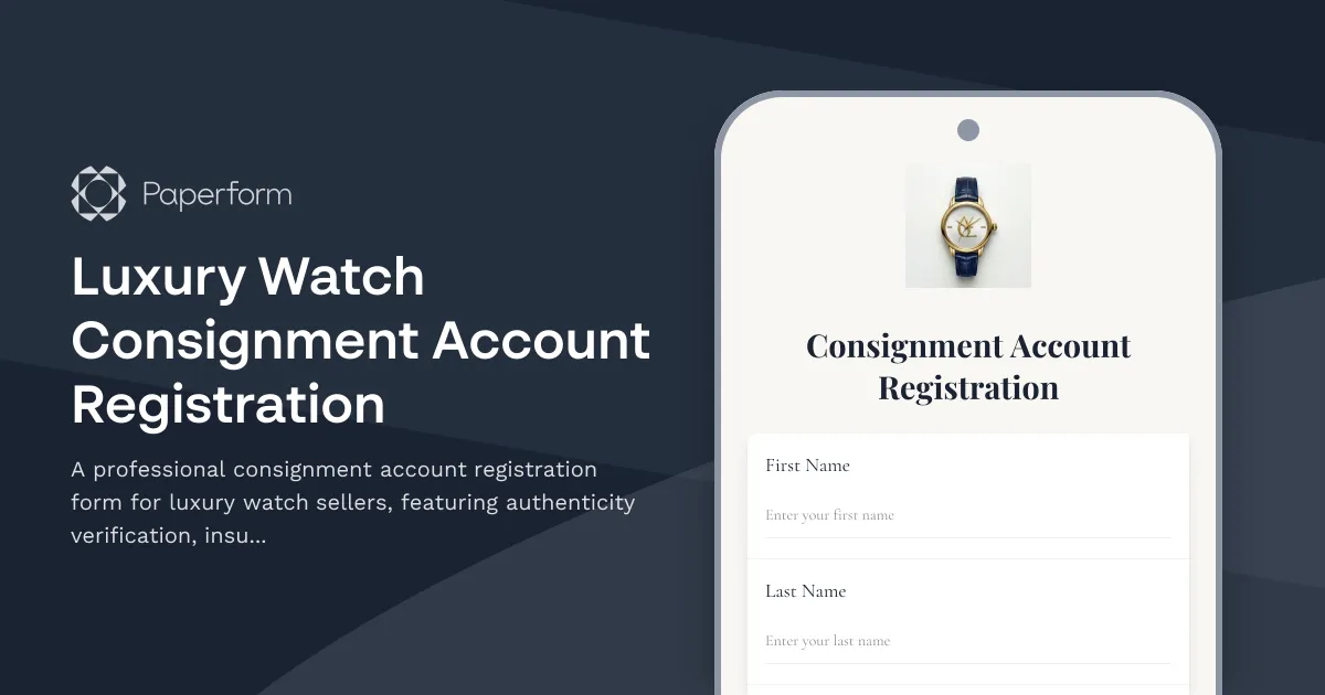 Luxury Watch Consignment Account Registration