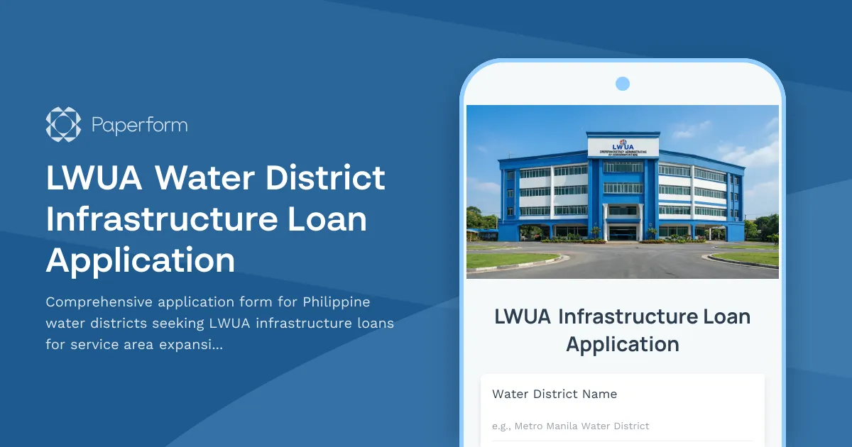 LWUA Water District Infrastructure Loan Application