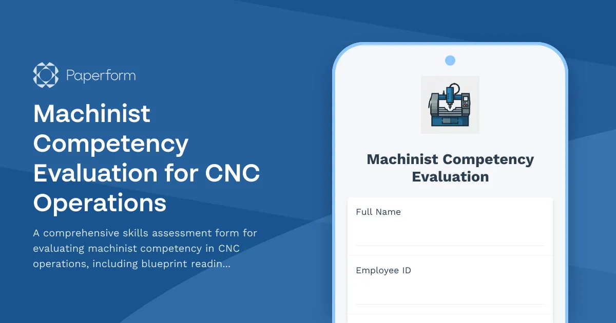 Machinist Competency Evaluation for CNC Operations