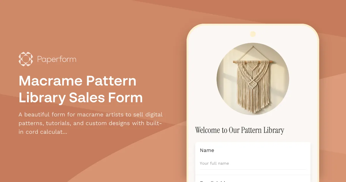 Macrame Pattern Library Sales Form