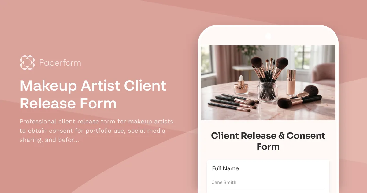 Makeup Artist Client Release Form