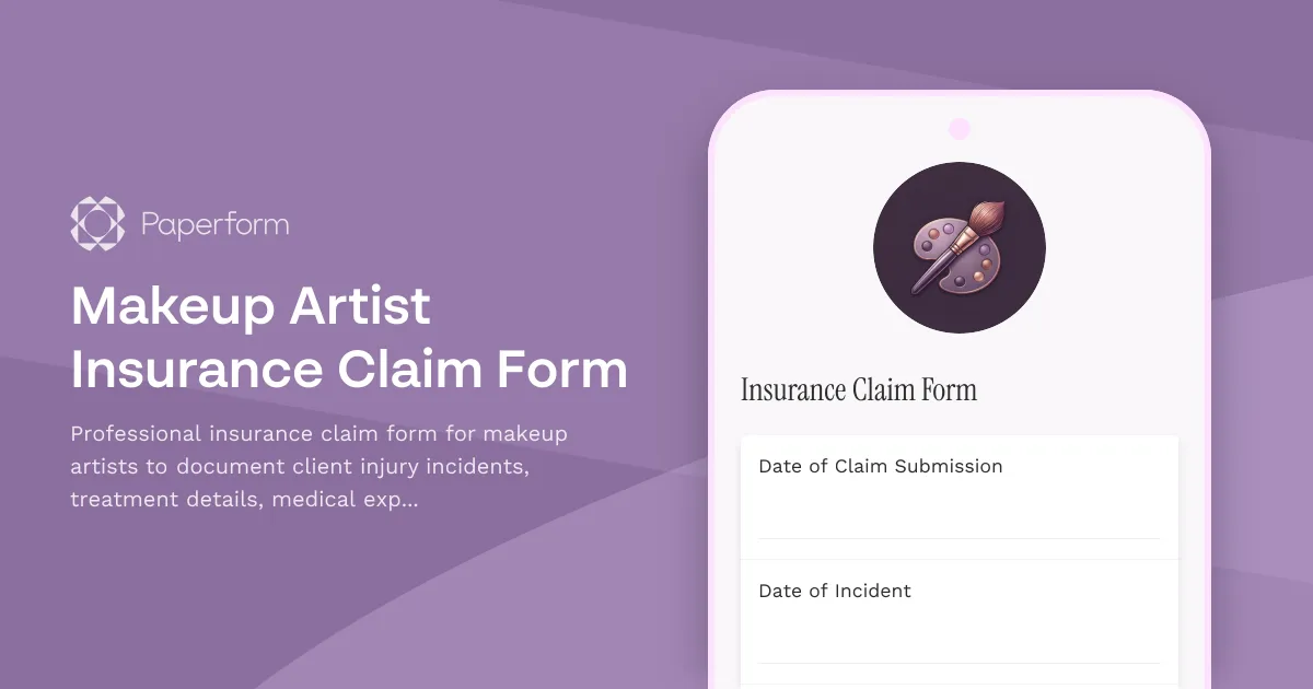 Makeup Artist Insurance Claim Form